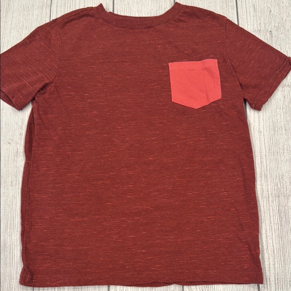 Cat & Jack Boys Dark Red Short Sleeve Tee with Pocket